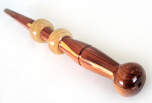 Turned wood knitting stick